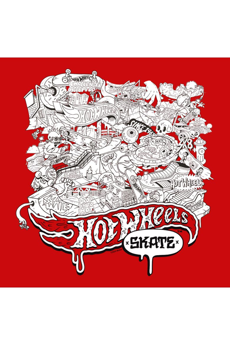 Boys Hot Wheels Skate Artistic Collage T Shirt, Alternate, color, Red
