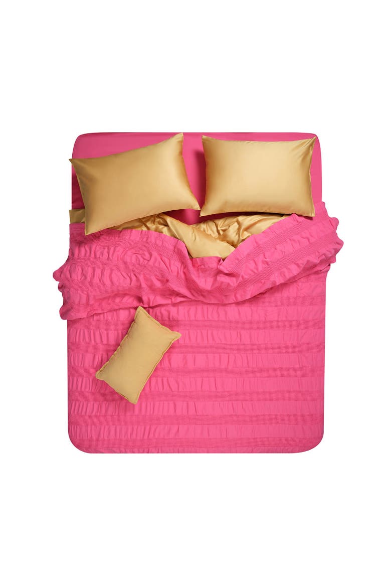 Braga Waffle King Size 100% 94.5" x 86.5" Artisan Design, Alternate, color, Pink