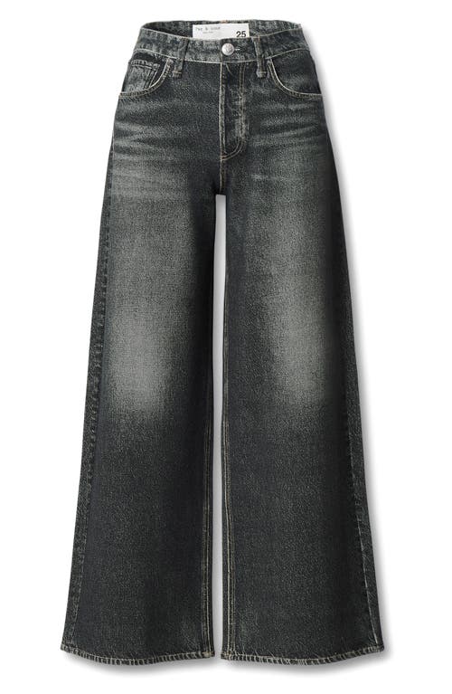 Rag & Bone Miramar Ponte Sofie High Waist Wide Leg Jeans In Black