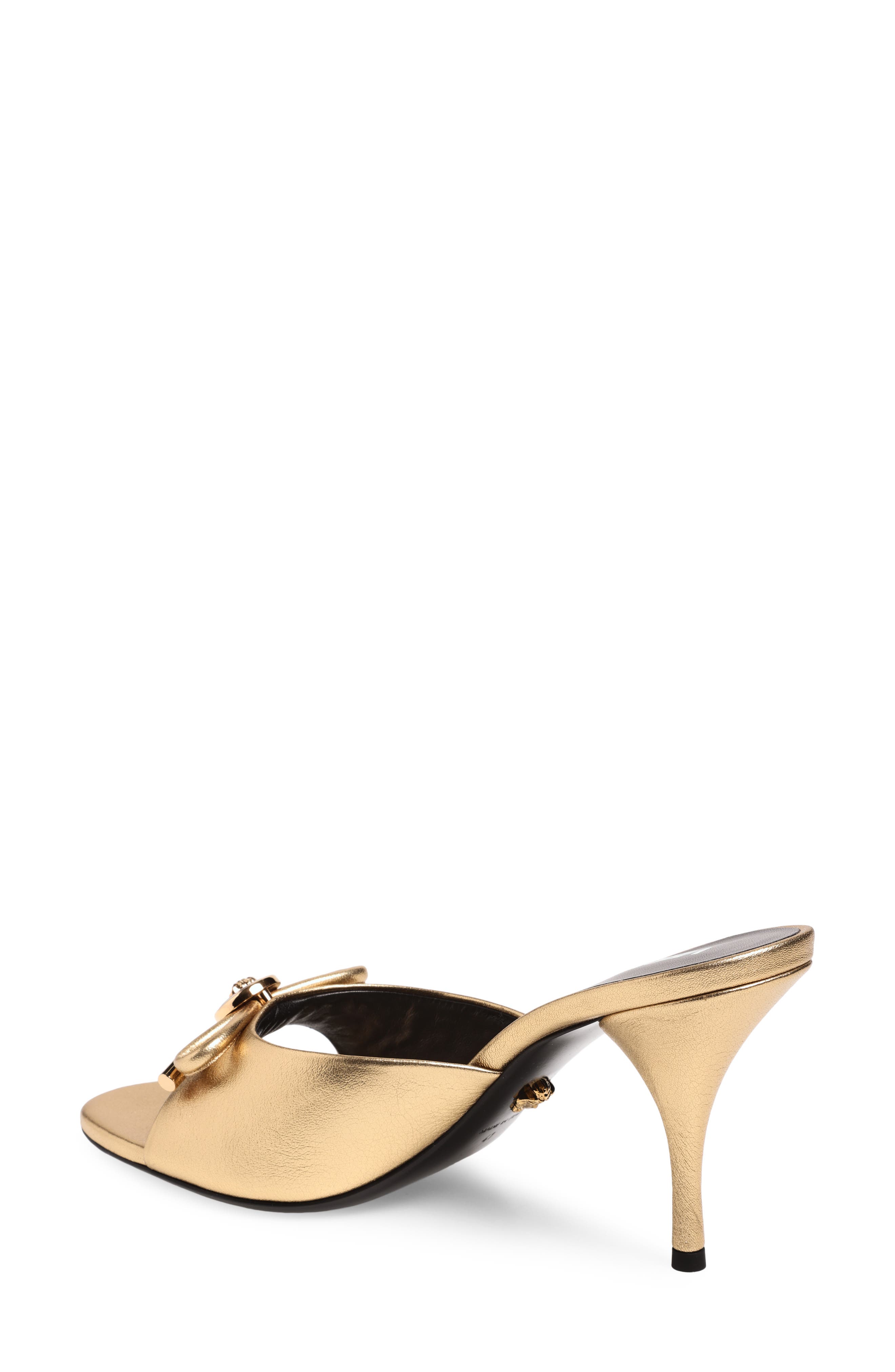 Versace Opera Bow Slide Sandal, Alternate, color, Gold-Versace Gold