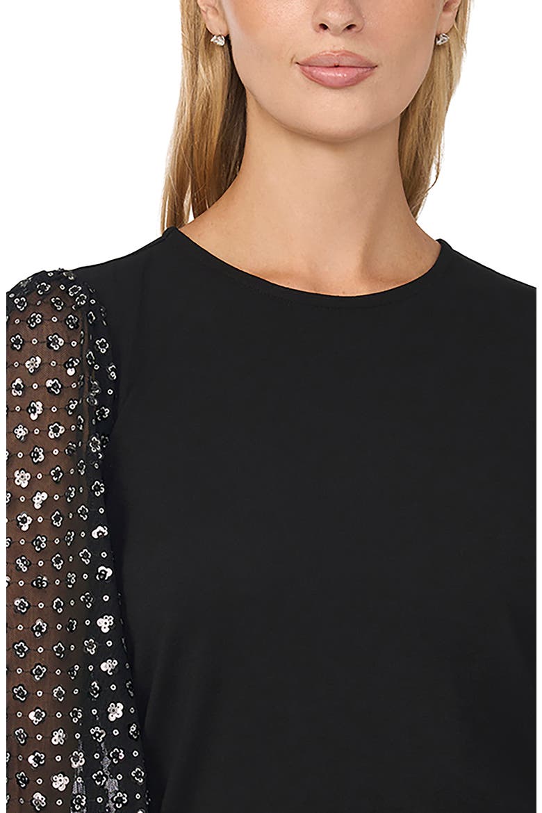 Mixed Media Long Sleeve Top, Alternate, color, RICH BLACK