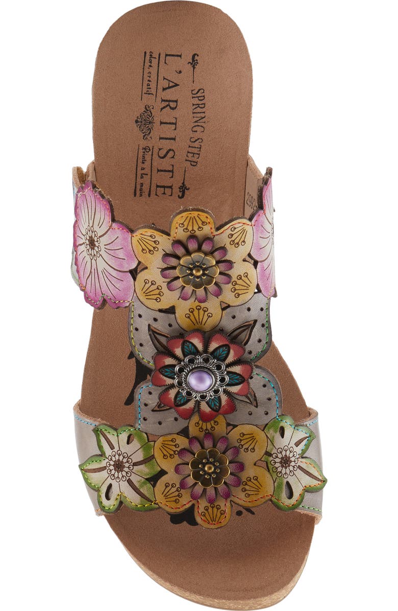 L'Artiste by Spring Step Prettypetals Platform Wedge Slide Sandal, Alternate, color, Grey Multi