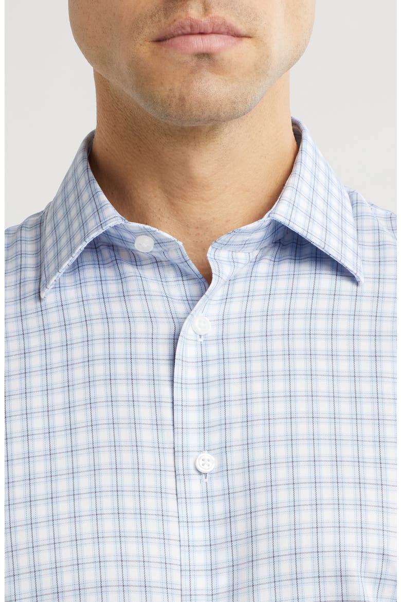 Traditional Fit Premium Non-Iron Plaid Cotton Dress Shirt, Alternate, color, BLUE DOUBLE PANE
