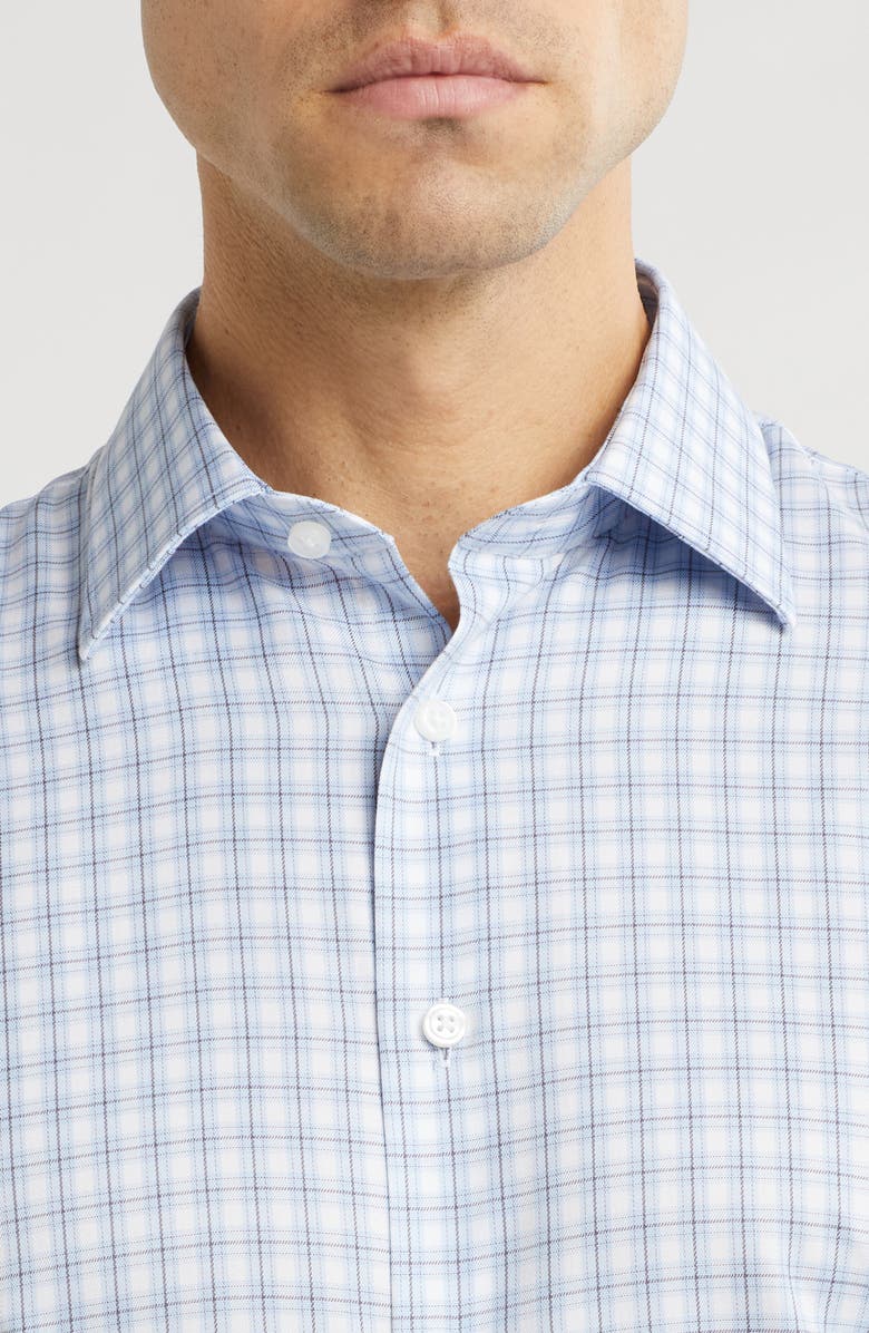 Nordstrom Traditional Fit Premium Non-Iron Plaid Cotton Dress Shirt, Alternate, color, Blue Double Pane