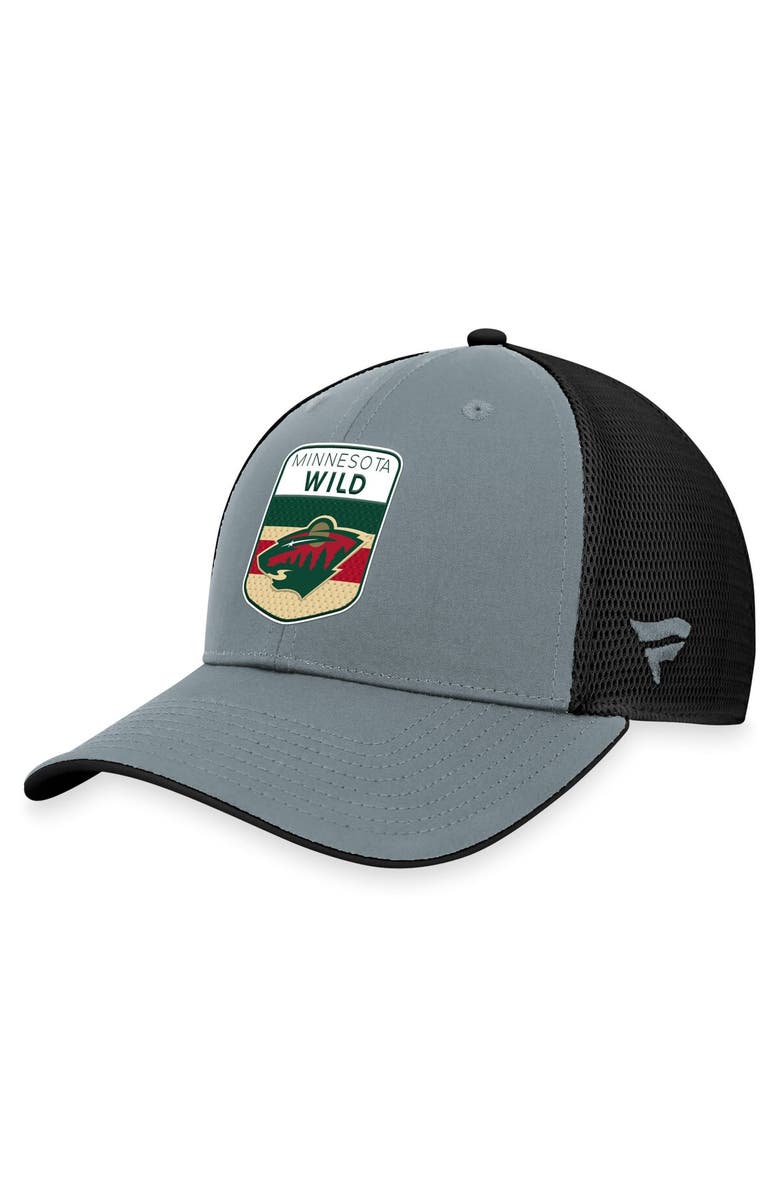 FANATICS Men's Fanatics Branded  Gray/Black Minnesota Wild Authentic Pro Home Ice Trucker Adjustable Hat, Alternate, color, 