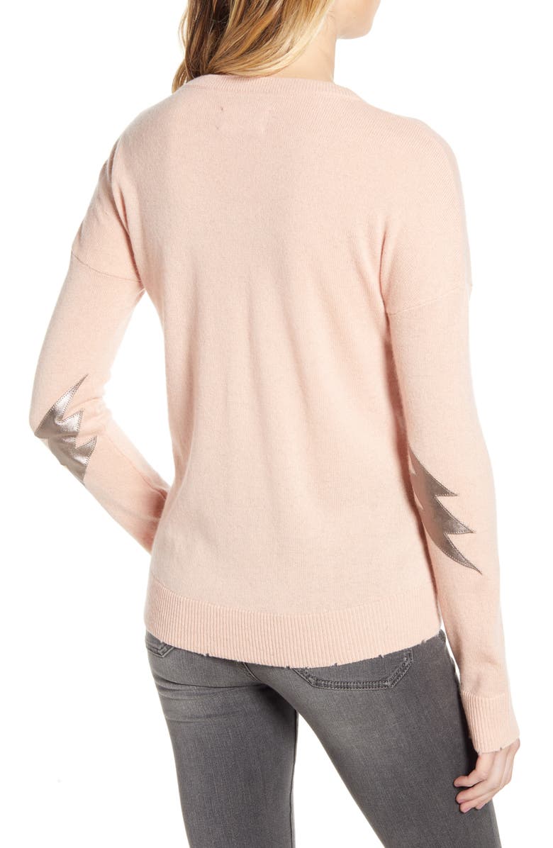 Zadig & Voltaire Cici Patch Sleeve Cashmere Sweater, Alternate, color, 
