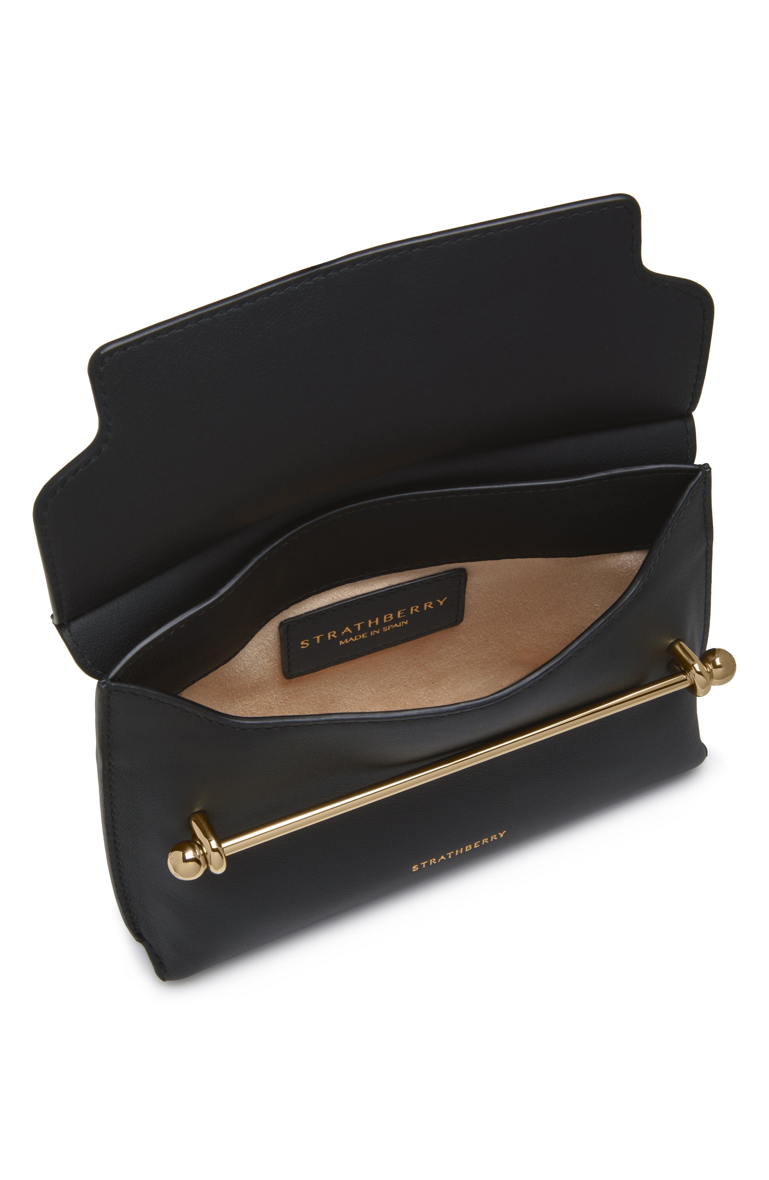 Strathberry Mini Stylist Leather Crossbody Bag, Alternate, color, Black