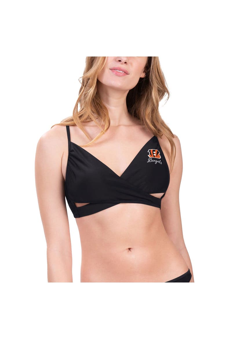 Women's G-III 4Her by Carl Banks Black Cincinnati Bengals Hall of Fame Bikini Top, Main, color, Black