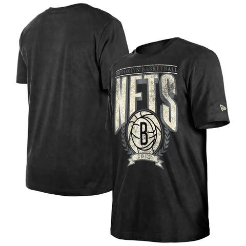 Men's New Era  Black Brooklyn Nets Throwback Vintage Boxy Mineral Wash T-Shirt