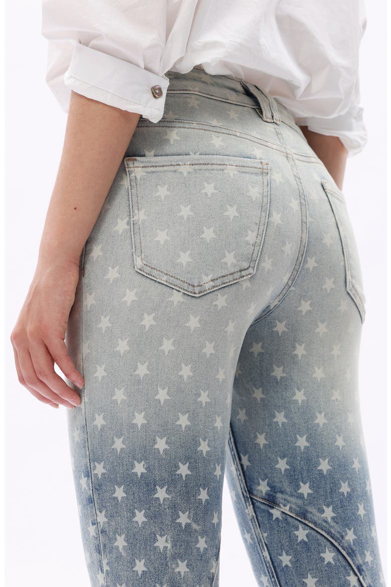Star Print Bootcut Jeans, Alternate, color, RETRO LIGHT BLUE