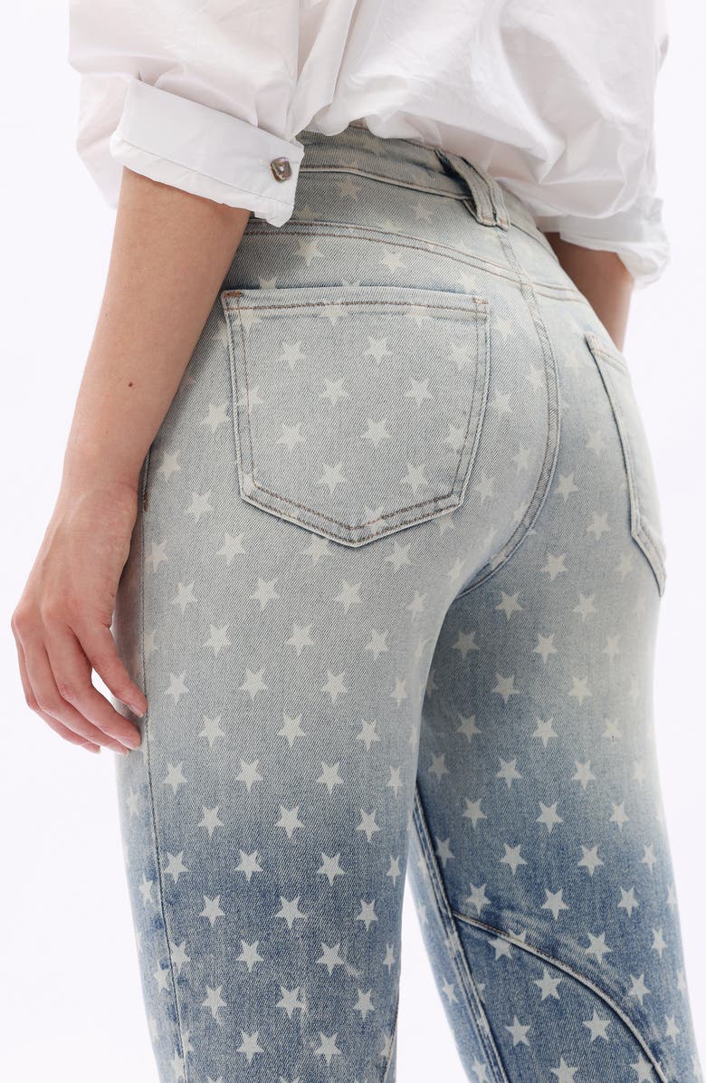 Bayeas Star Print Bootcut Jeans, Alternate, color, Retro Light Blue