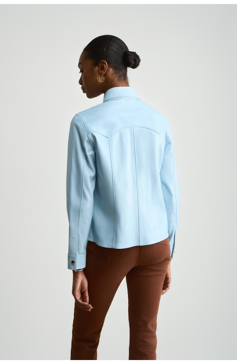 FURNIQ UK LLC Leather Shirt Jacket, Alternate, color, Blue