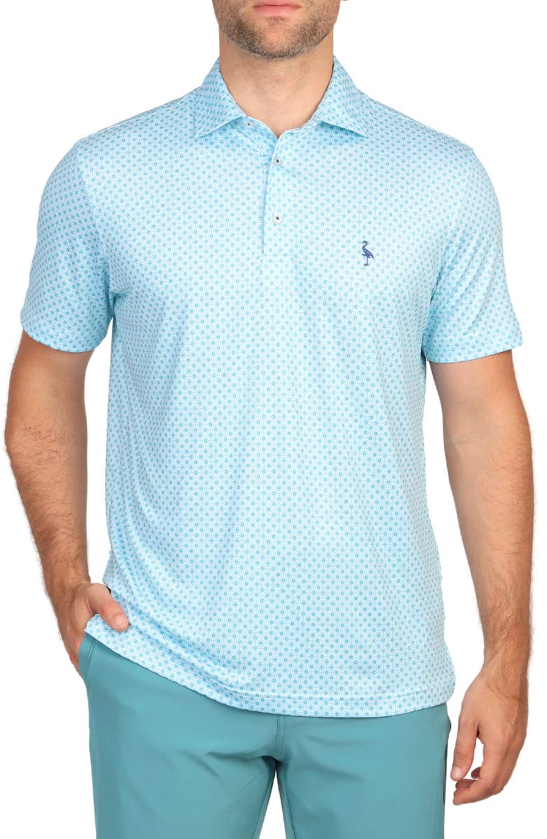 TailorByrd Floral Print Performance Polo, Main, color, Seafoam