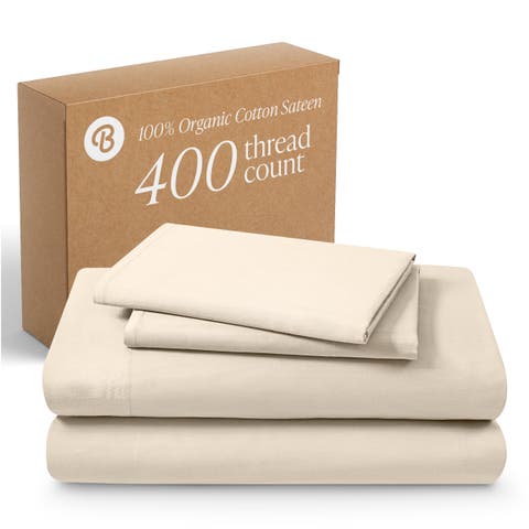 400 Thread Count Organic Cotton Sateen Sheet Set - Split Head King