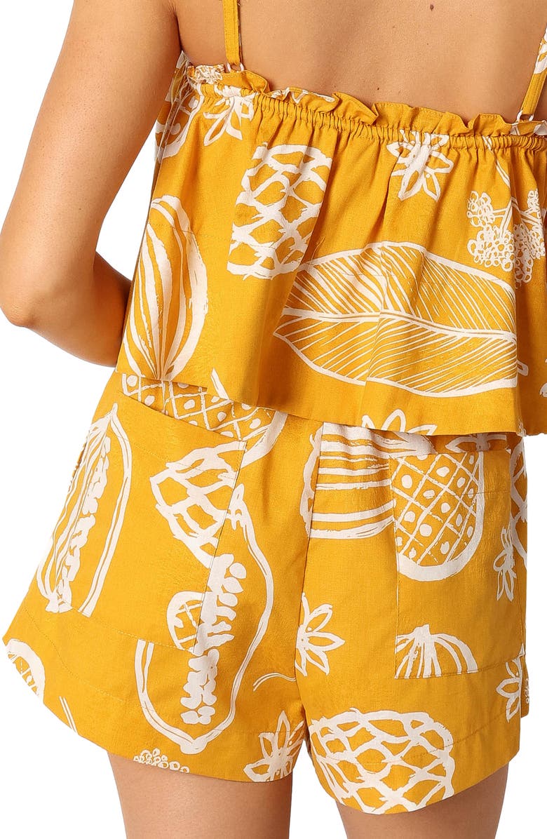 Petal & Pup Honey Mixed Print Cotton & Linen Drawstring Shorts, Alternate, color, Yellow