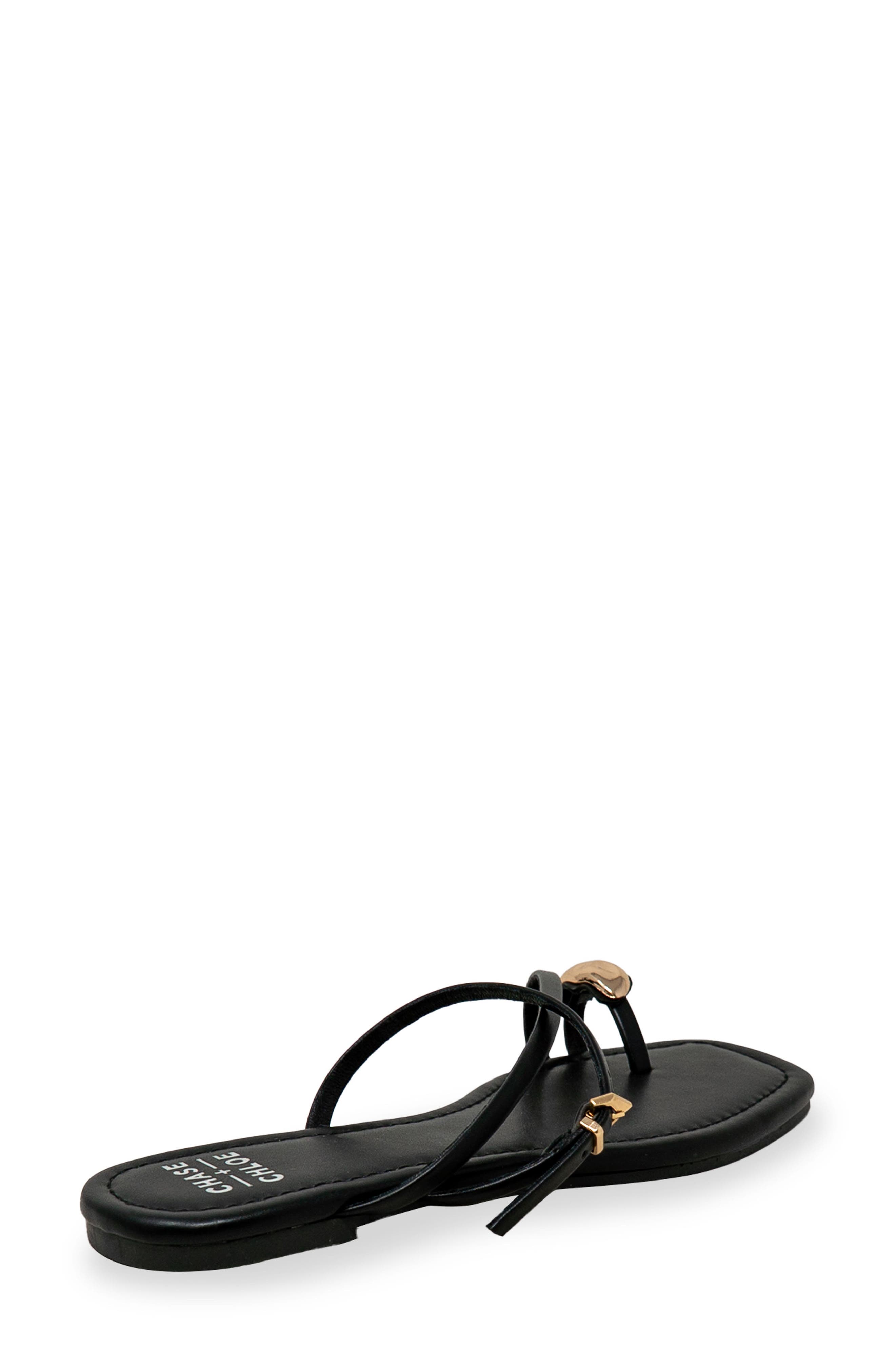 CHASE AND CHLOE Toe Loop Sandal, Alternate, color, Black