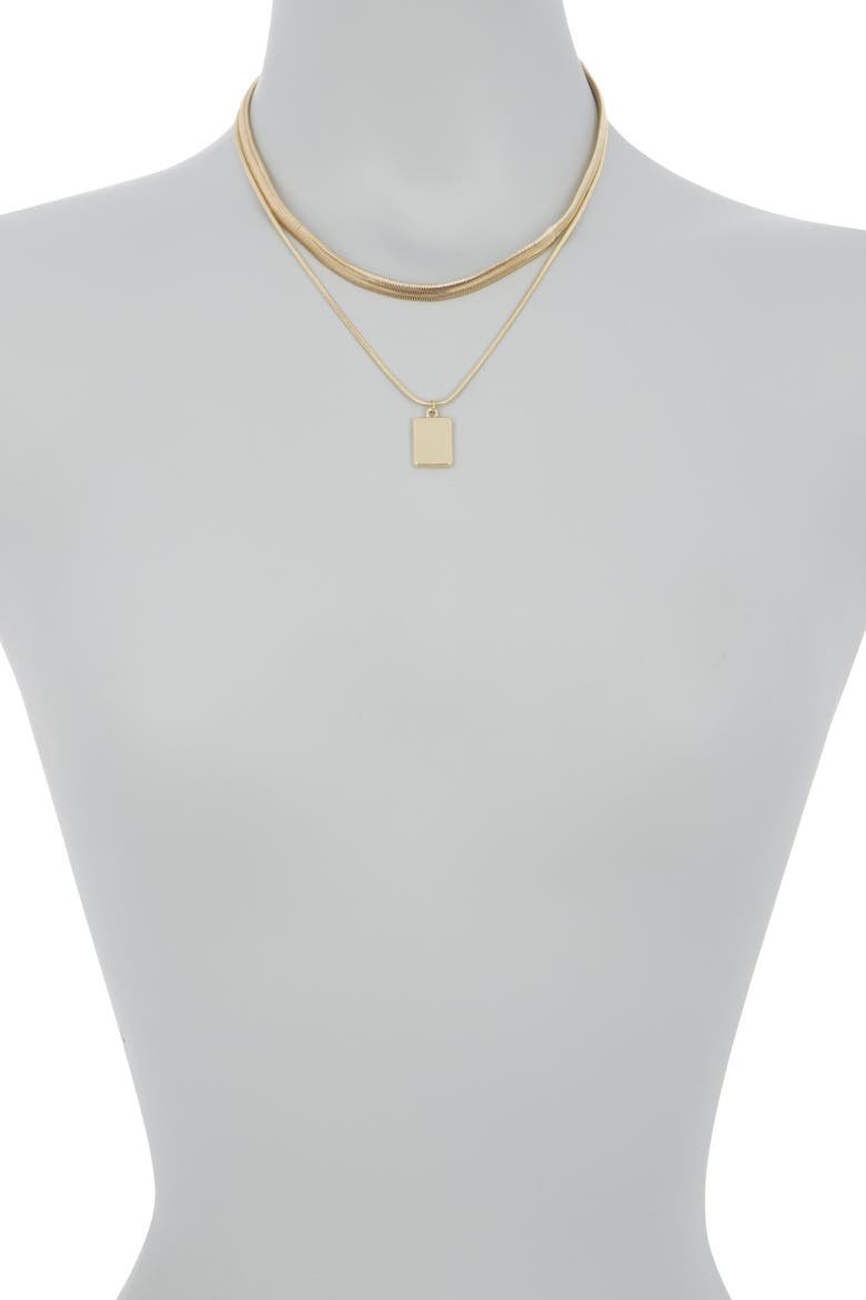 Snake Chain Collar & Pendant Layered Necklace, Alternate, color, GOLD