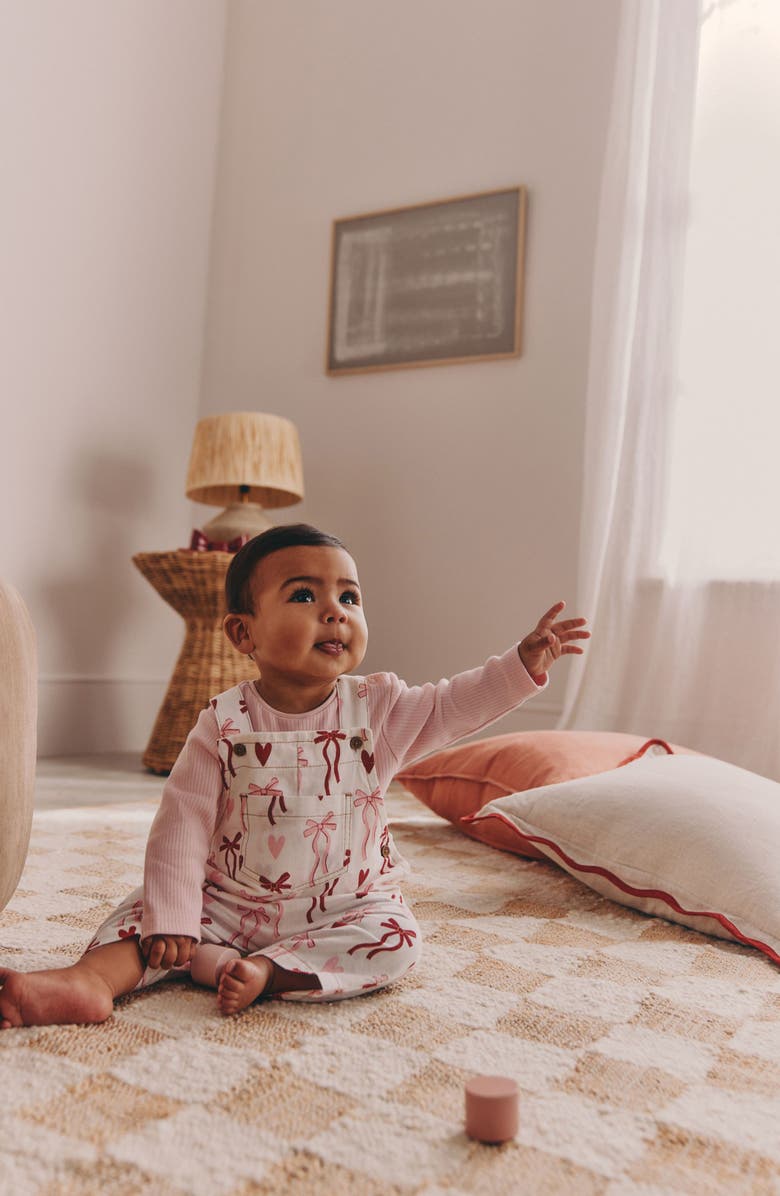 NEXT Kids' Bow Overalls & Bodysuit Set, Alternate, color, White