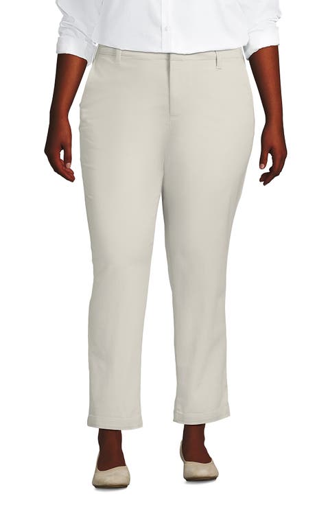 Mid Rise Classic Straight Leg Chino Ankle Pants