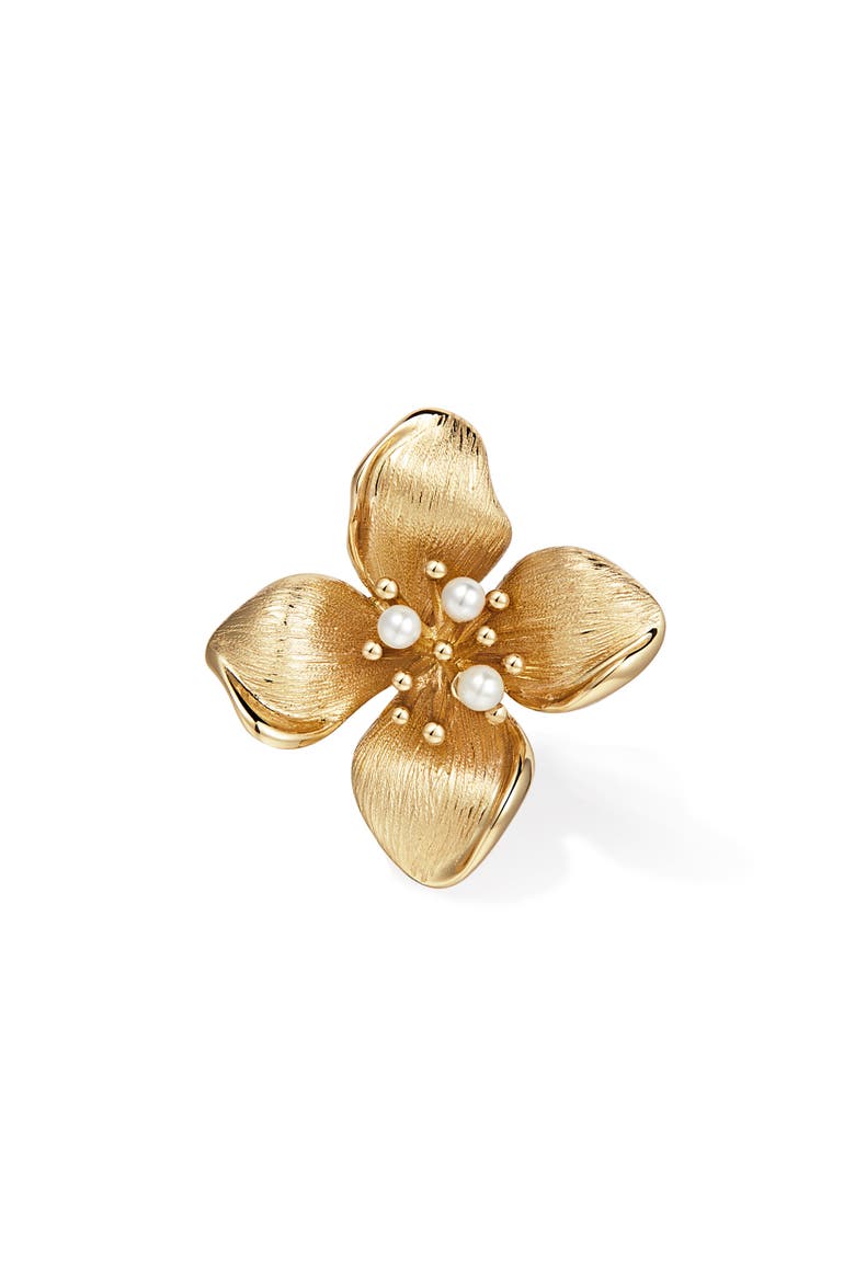 Blossom Brooch, Main, color, Gold & White