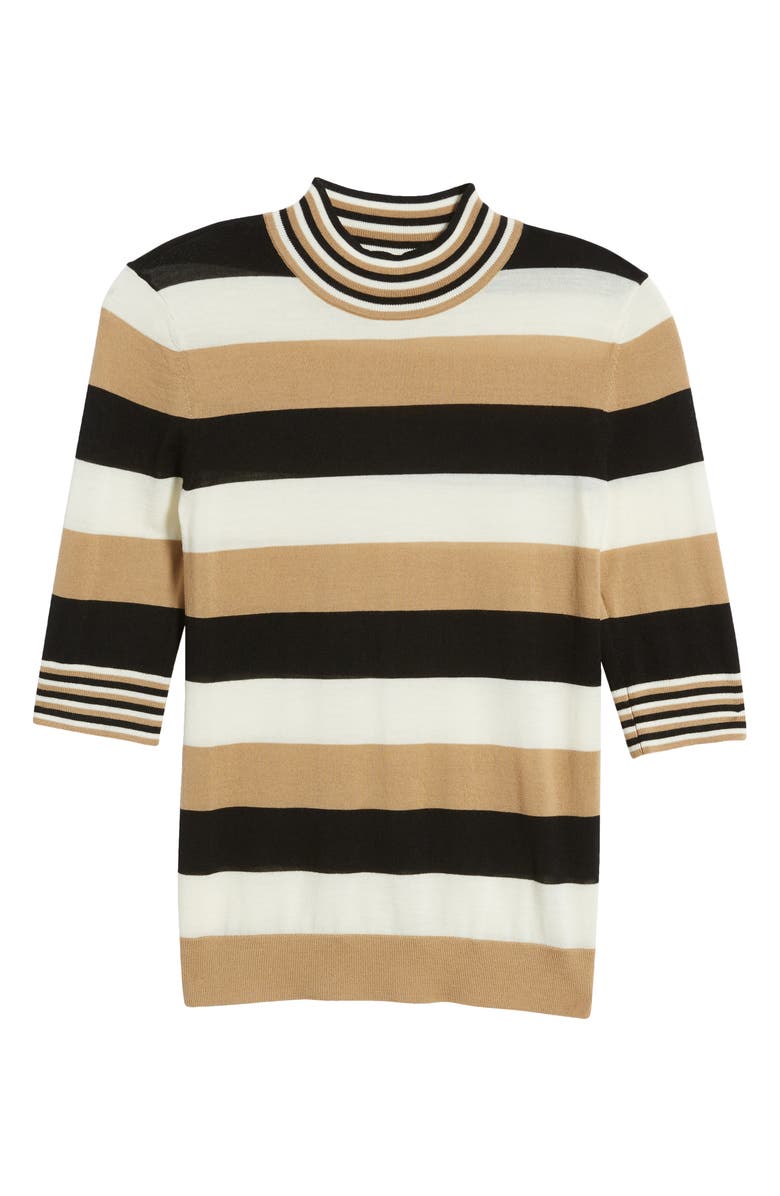 BOSS Fratellina Stripe Wool Mock Neck Sweater, Alternate, color, 