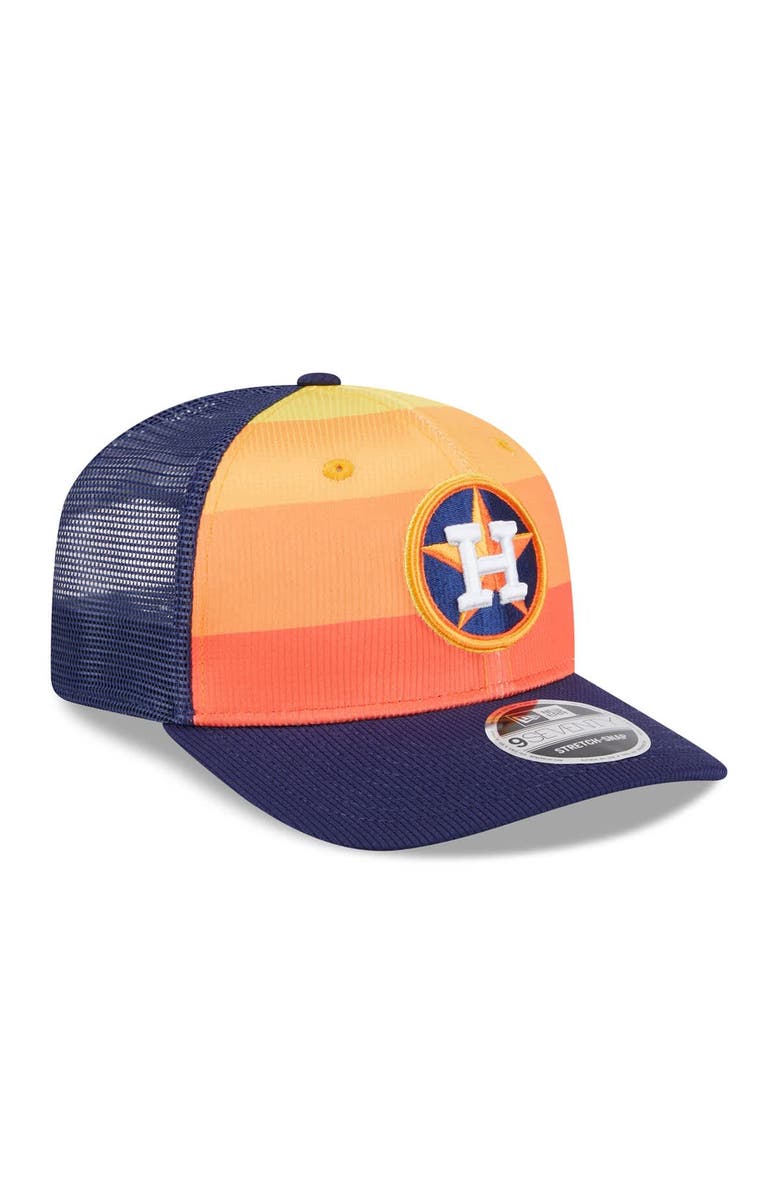New Era Men's New Era Orange/Navy Houston Astros 2025 Batting Practice 9SEVENTY Stretch-Snap Trucker Hat, Alternate, color, Orange