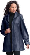 Roaman's Plus Size A Line Leather Jacket