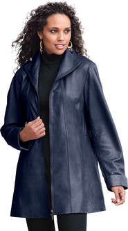 Roaman's Plus Size A Line Leather Jacket