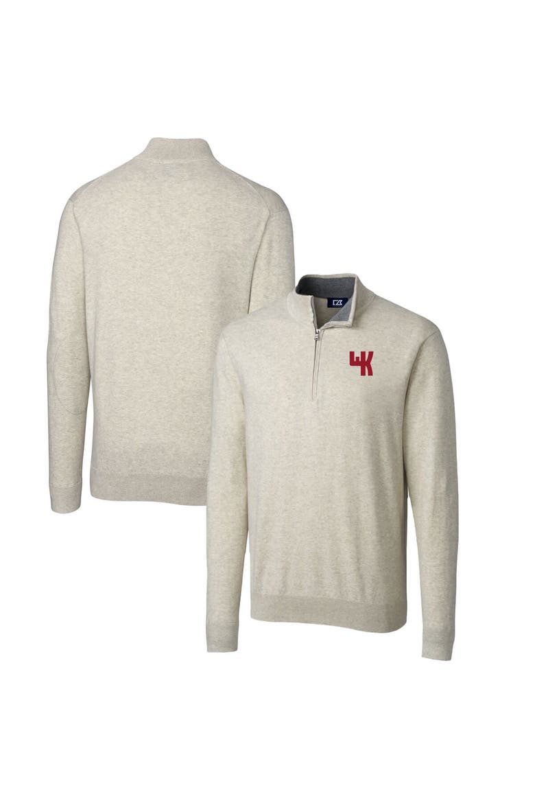 Men's Cutter & Buck Oatmeal Western Kentucky Hilltoppers Lakemont Quarter-Zip Pullover Sweater, Main, color, Oatmeal