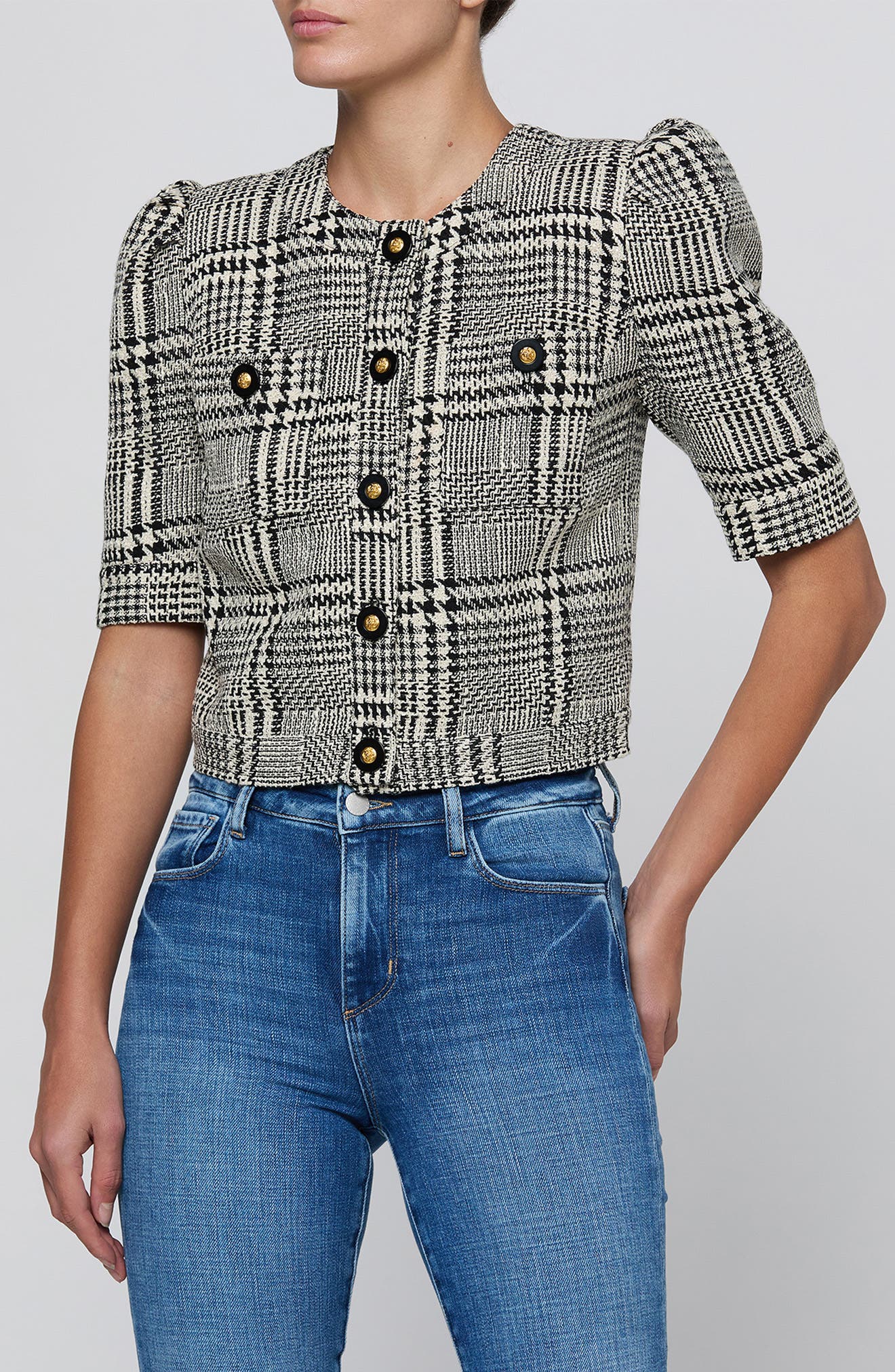 selected BLACK/ WHITE GLEN PLAID