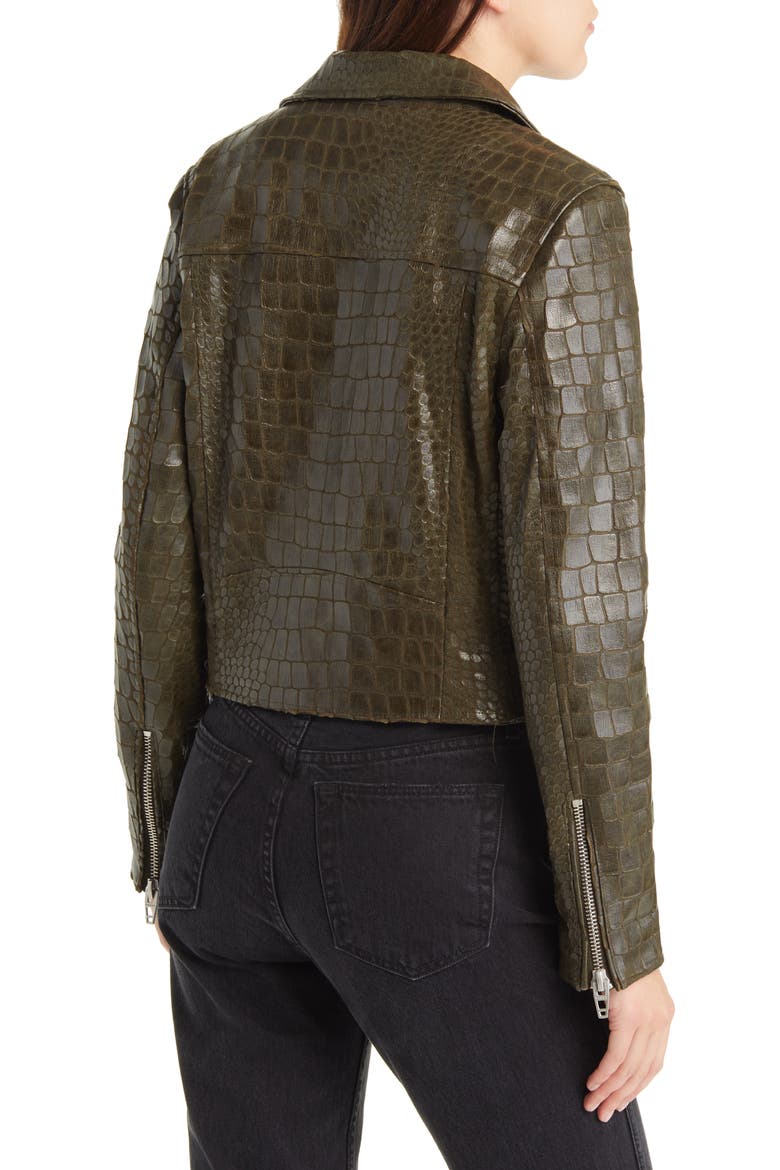 Croc Embossed Faux Leather Moto Jacket, Alternate, color, UNEXPECTED IMPULSE