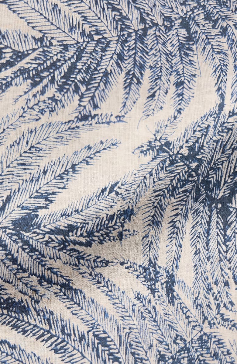 Report Collection Tropical Print Short Sleeve Linen & Cotton Button-Up Shirt, Alternate, color, Blue