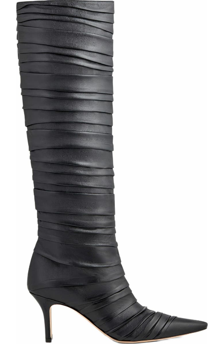 Neil J. Rodgers Plisse Knee Boot, Main, color, Black Nappa