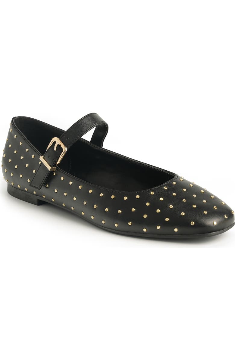 NEW YORK AND COMPANY Lavonna Studded Mary Jane Flat, Main, color, Black