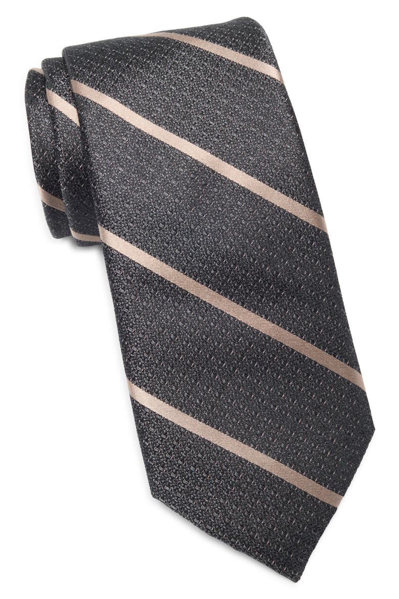 Taylor Stripe Silk Tie, Main, color, BLACK