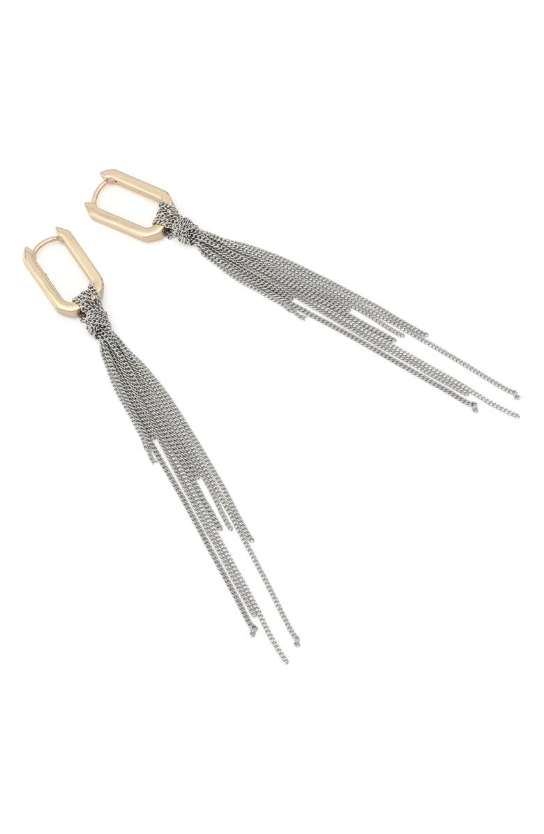 AllSaints Del Chain Drop Huggie Hoop Earrings, Alternate, color,