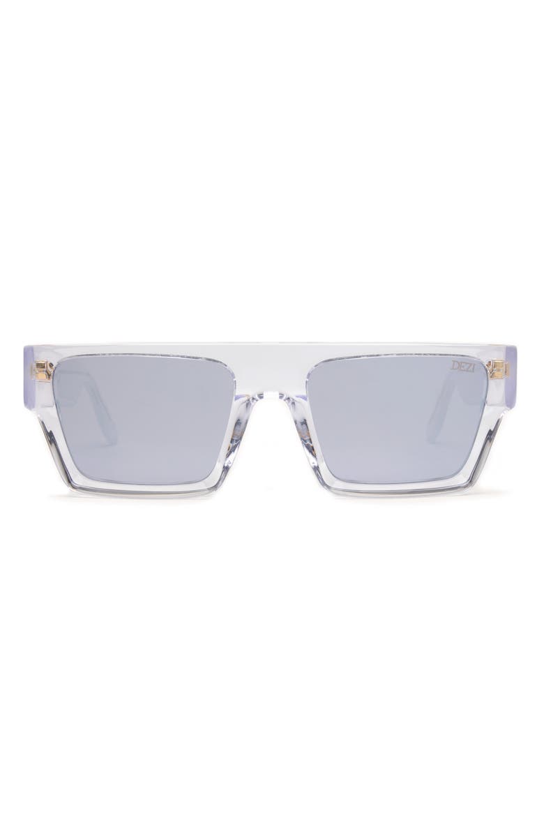 DEZI x Monet Slick 55mm Square Sunglasses, Main, color, Icy / Silver Chrome