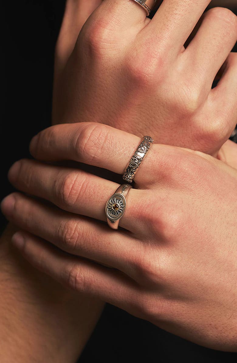 Serge DeNimes Helios Signet Ring, Alternate, color, Silver