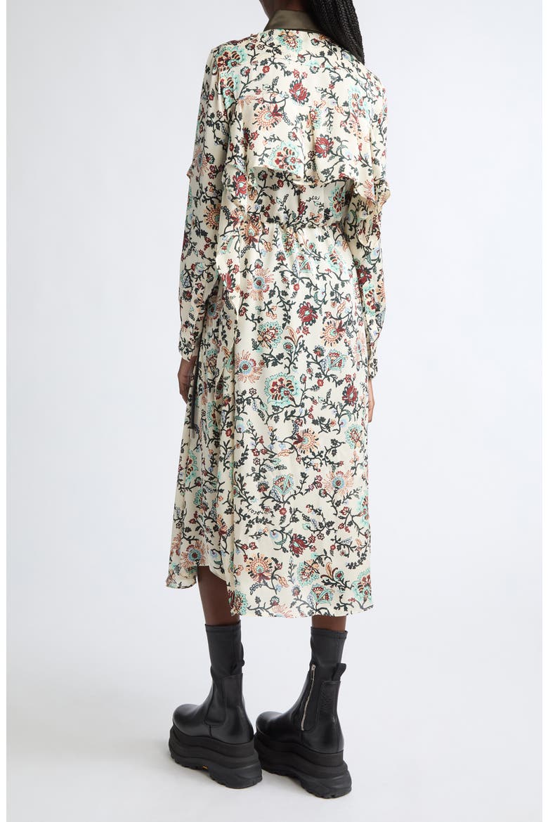 Floral Print Long Sleeve Cotton Shirtdress, Alternate, color, IVORY