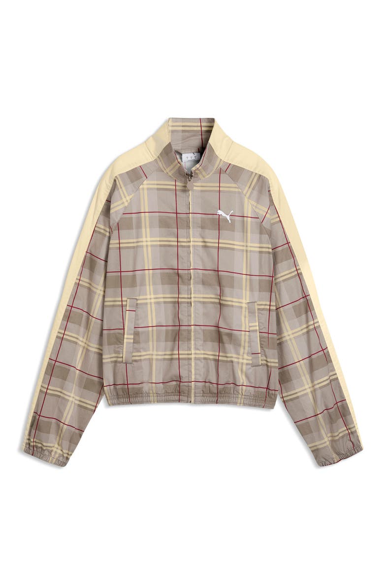 T7 Relaxed Tartan Woven Track Jacket, Alternate, color, MOUSE GRAY