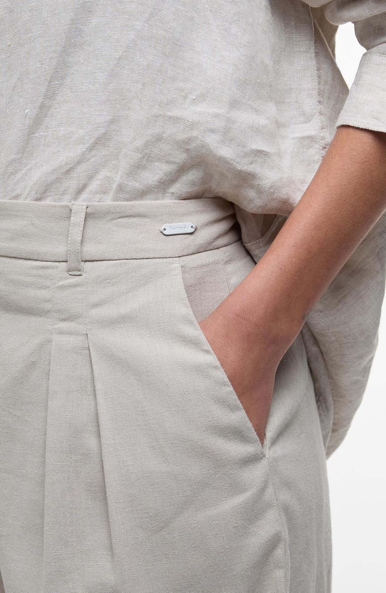 Barbour Luna Pleated Cotton & Linen Shorts, Alternate, color, Light Sand