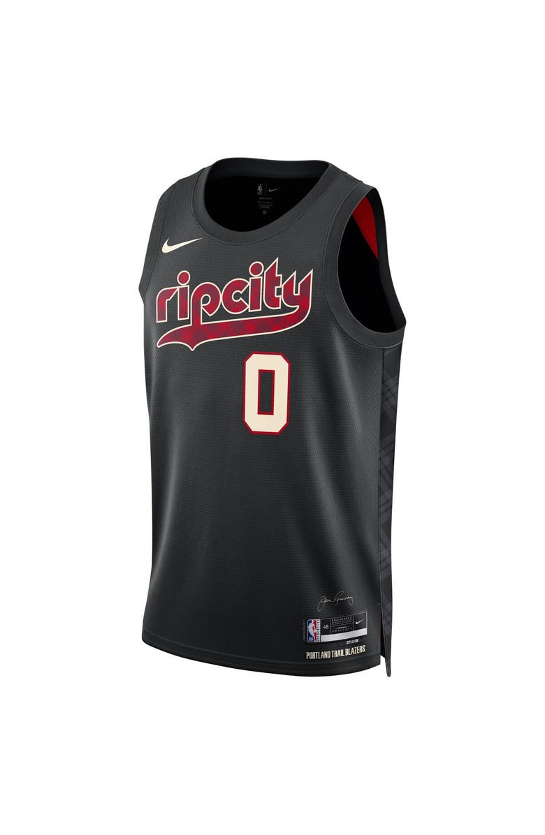 Nike Unisex Nike Damian Lillard Black Portland Trail Blazers 2023/24 Swingman Jersey - City Edition, Alternate, color, 