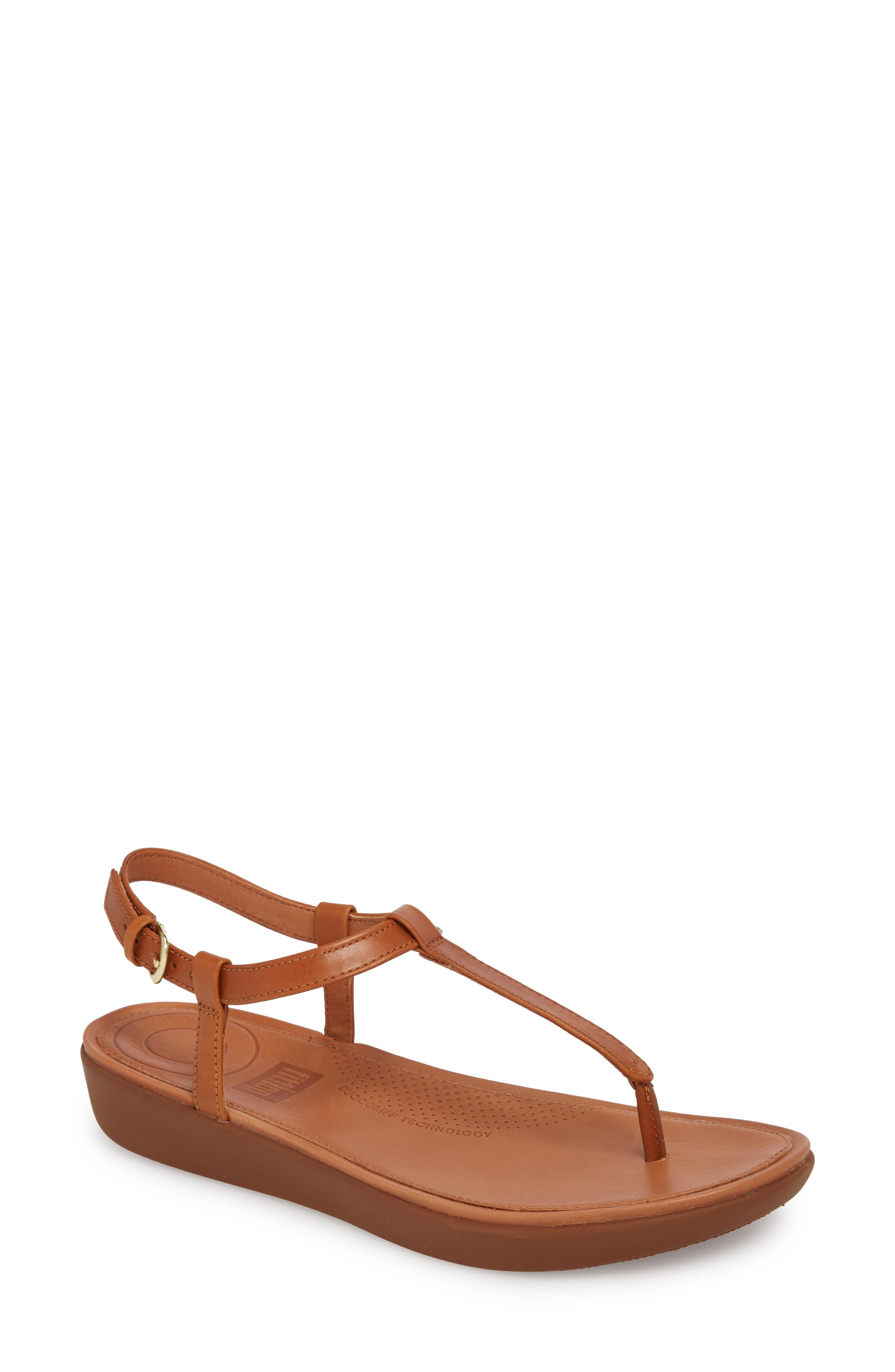 Tia Thong Sandal, Main, color, CARAMEL LEATHER