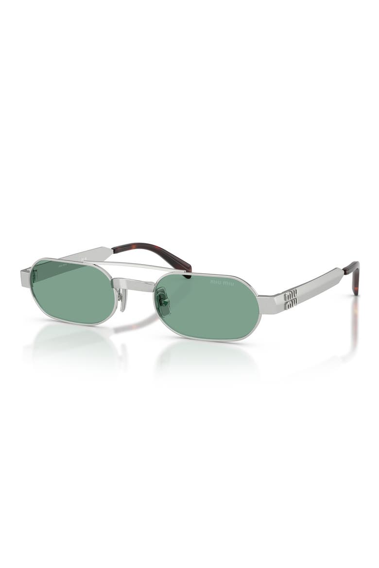 52mm Oval Sunglasses, Alternate, color, ANCIENT SILVER / BLUISH GRAY