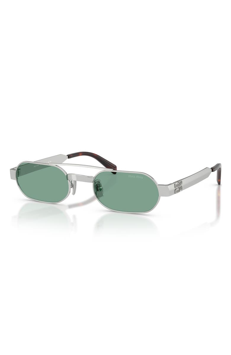 Miu Miu 52mm Oval Sunglasses, Alternate, color, Ancient Silver / Bluish Gray