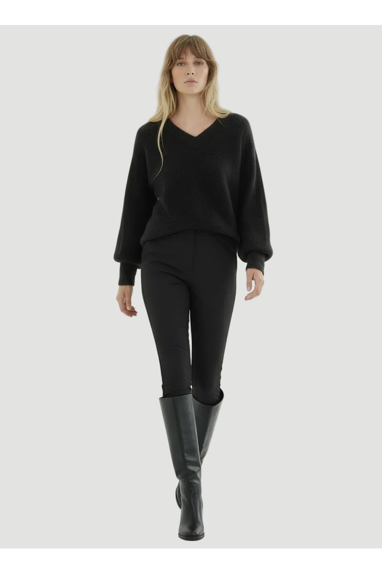 Ultra Soft Knit Long Sleeve V-Neck Sweater, Alternate, color, NOIR