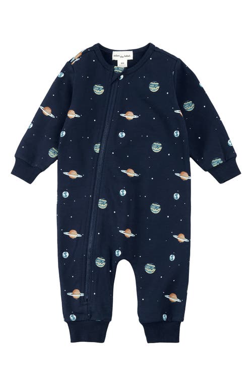 Shop Miles The Label Planets French Terry Zip Romper In Navy
