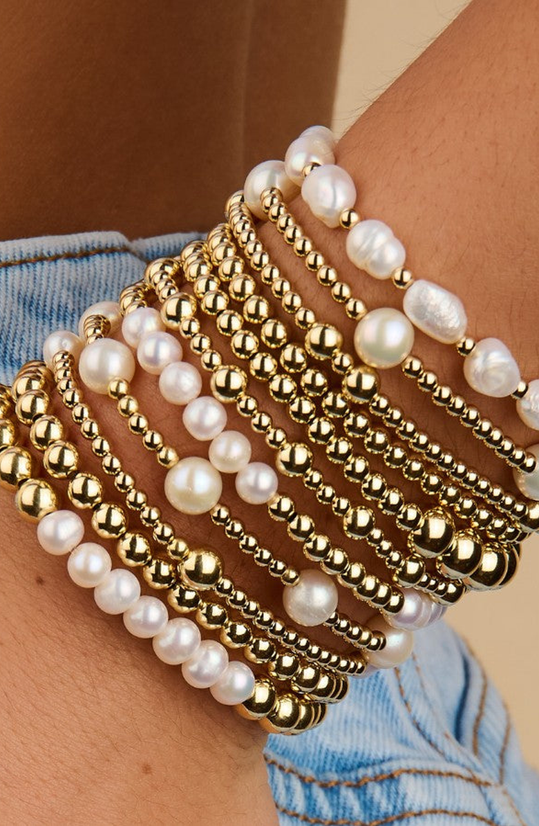 Little Sky Stone Eva Gold Bead Bracelet, Alternate, color, 6.5 Inch