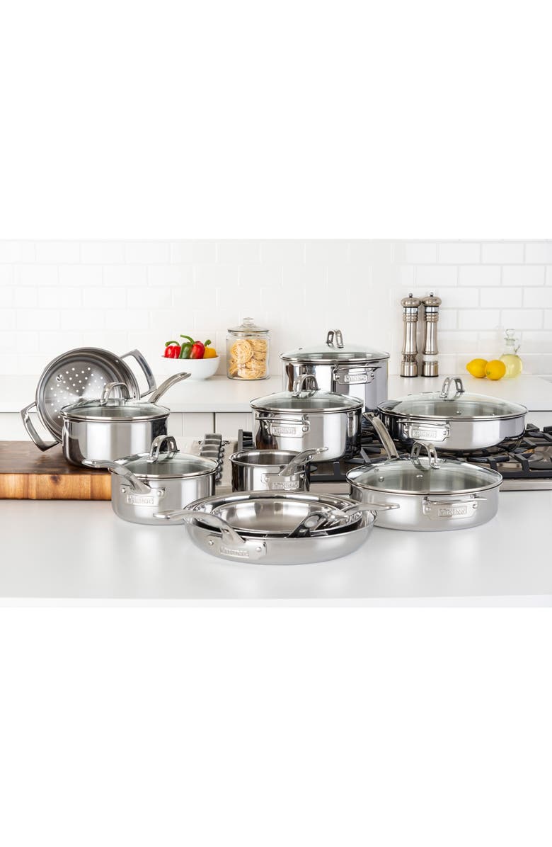 Viking 17-Piece 3-Ply Stainless Steel Cookware Set, Alternate, color, Silver