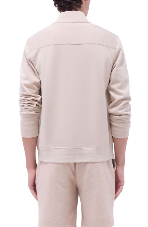 Bugatchi Soft Touch Knit Bomber Jacket In Almond